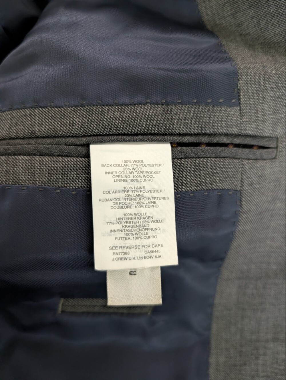 J Crew Ludlow Tollegno Italy Wool Suit Set Blazer 36R Pants 30x30 Slim Charcoal - Picture 6 of 15